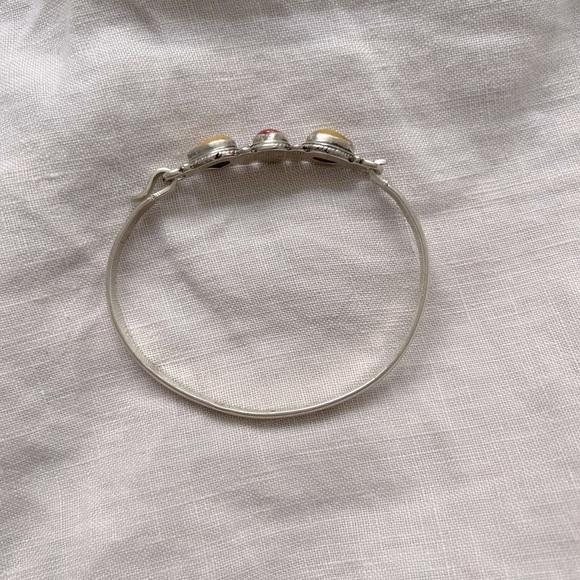 Sterling Silver Coral & Amber Crystal Bracelet - Picture 3 of 4